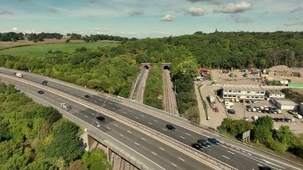Rail and highway infrastructure with a works compound, as managed in ECS Group Command